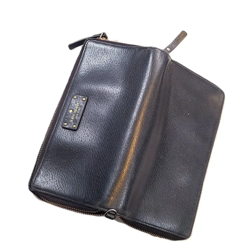 Kate Spade Wallet Zip Around Credit Card Slot Purse Zipper Leather - Picture 11 of 12